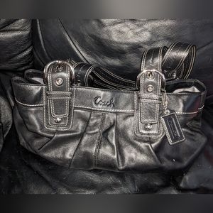 Black leather Coach purse